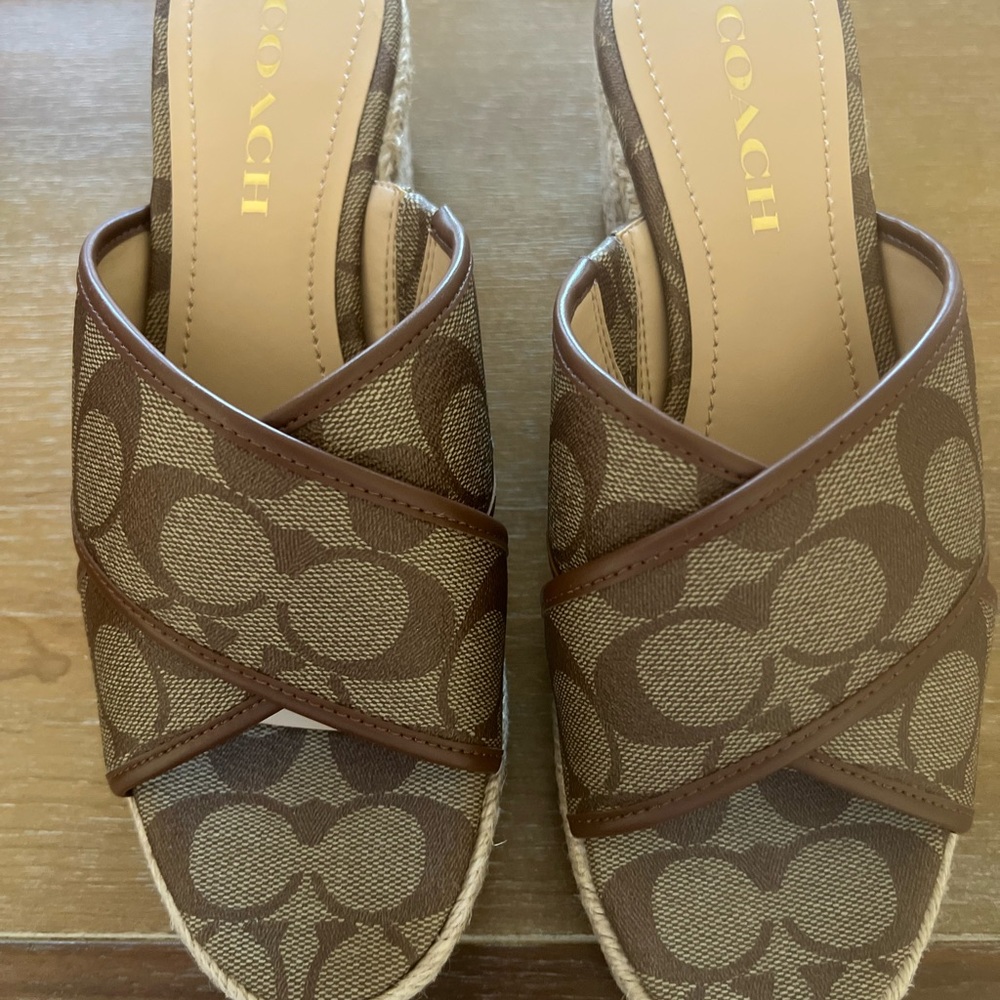 Coach Brown Wedge Sandals